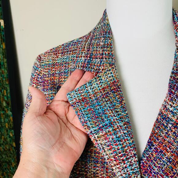 Coldwater Creek Size S Women's Tweed Blazer Jacket Pink Fall Workwear - Picture 6 of 11